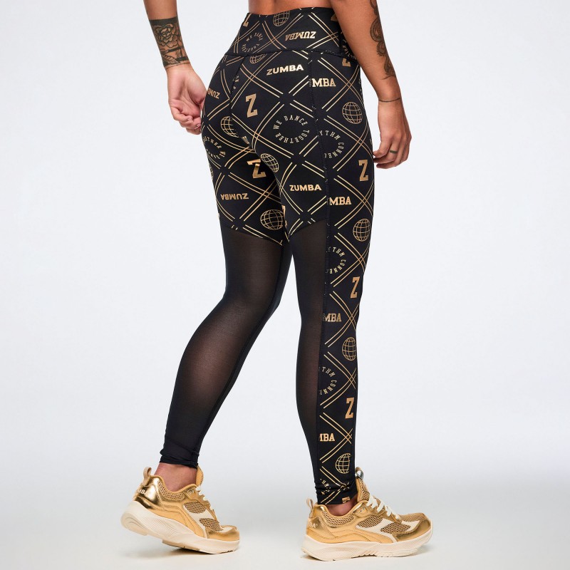 Worldwide High Waisted Ankle Leggings With Mesh Inserts