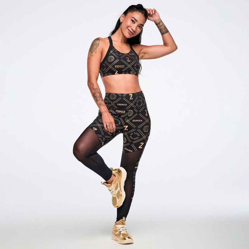 Worldwide High Waisted Ankle Leggings With Mesh Inserts