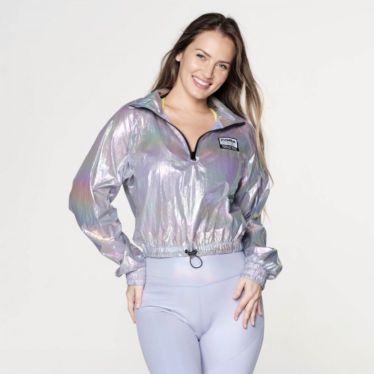 Zumba High Neck Futuristic Crop Pullover