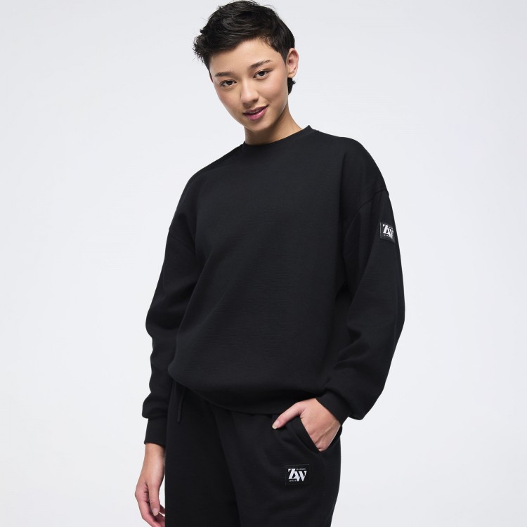 Zumba Haus Oversized Pullover Waffle Sweatshirt