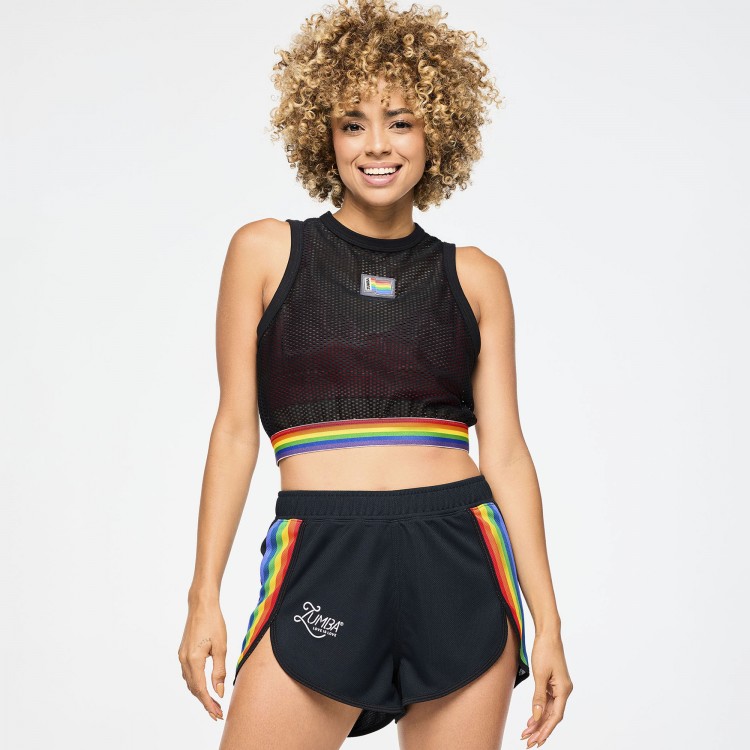 Zumba Crop Mesh Tank With Elastic Waistband