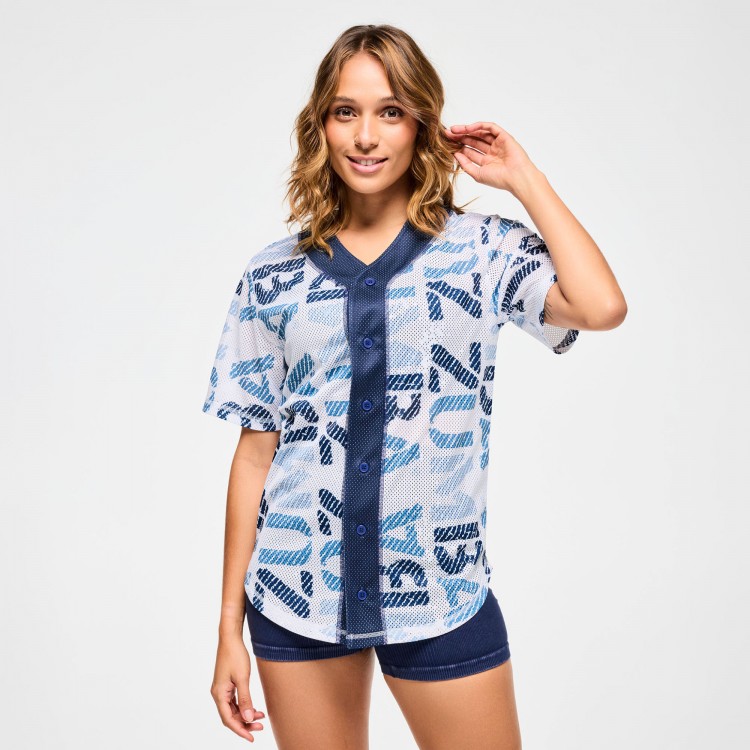 Blue Jean Baseball Button-Up Jersey