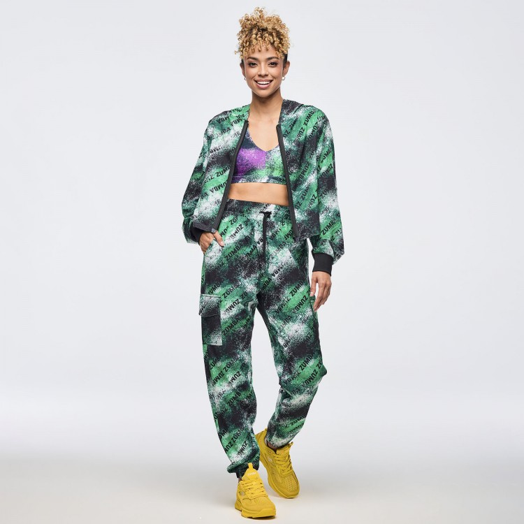 Apres Zumba Crop Woven Zip-Up Hoodie