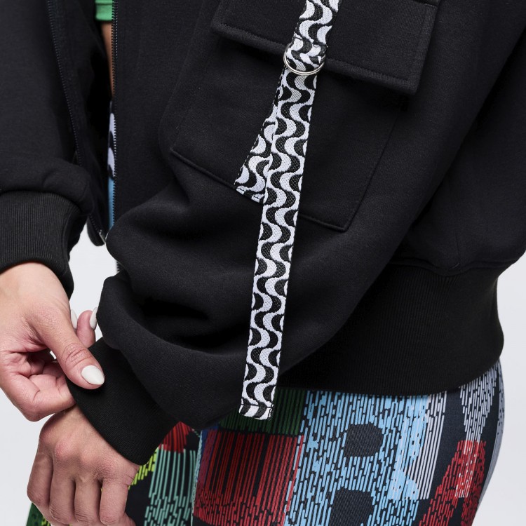 Latin Movement Drop Shoulder Zip-Up Jacket