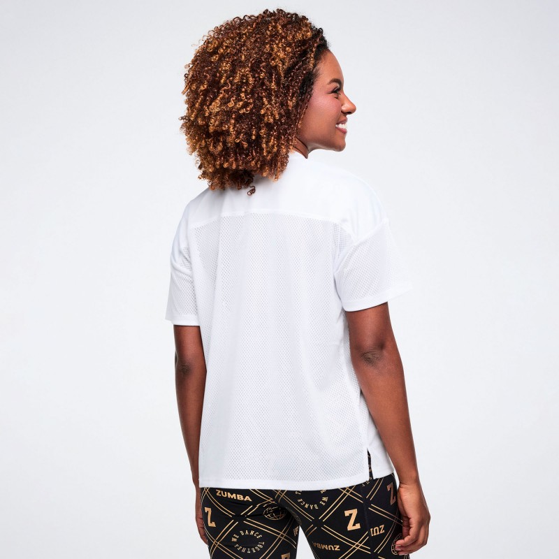 Worldwide V-Neck Mesh Top
