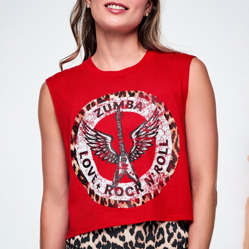 Rock and Roll Crew Neck Muscle Crop Tank