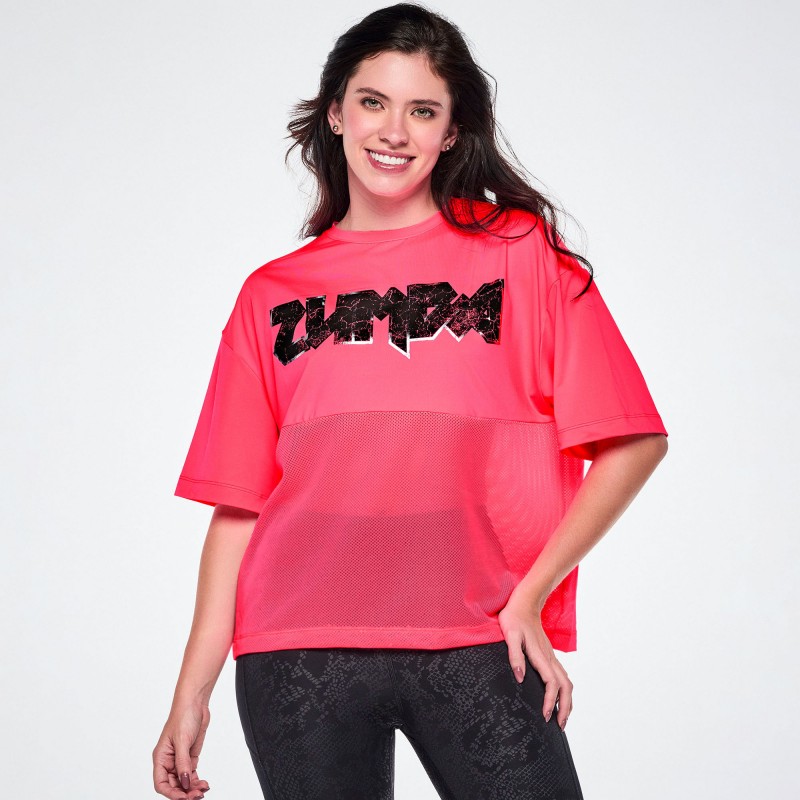 Rock and Roll Boxy Top With Mesh Bottom Panels 