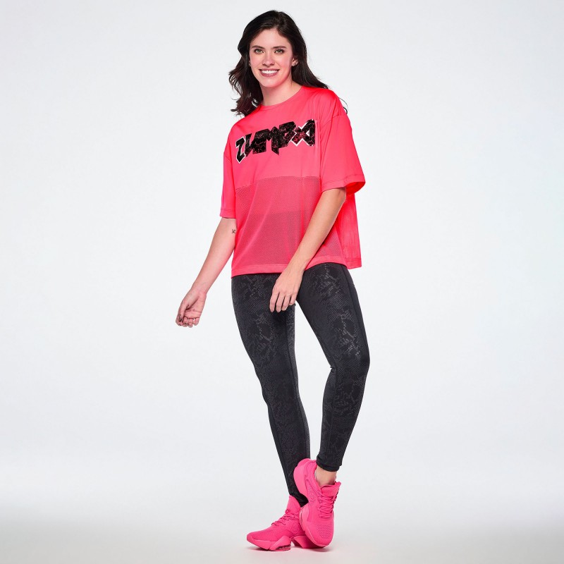 Rock and Roll Boxy Top With Mesh Bottom Panels 