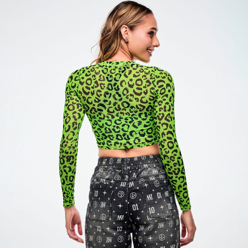 Dale-Z Long Sleeve Mesh Crop Top