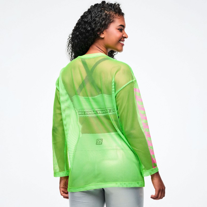 Dale-Z Oversized Mesh Long Sleeve Top