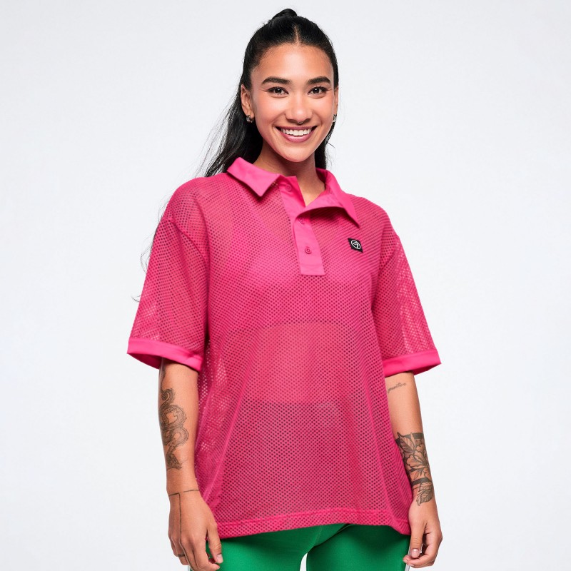 Color Spree Oversized Mesh Polo