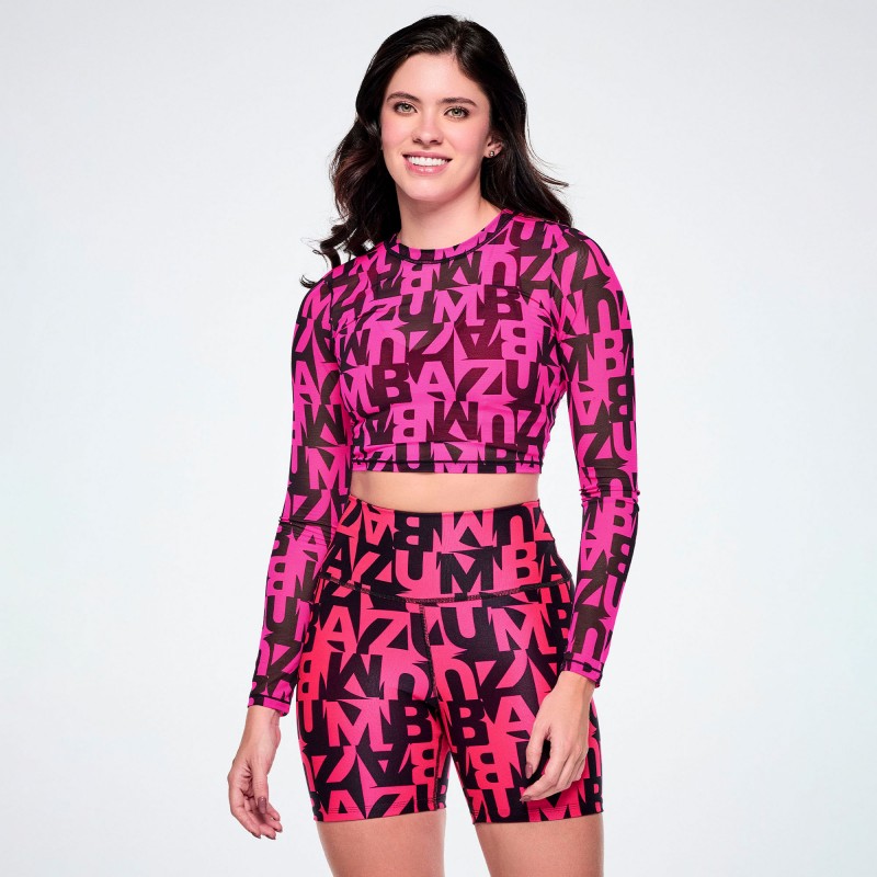 Ultrabright Long Sleeve Mesh Crop Top
