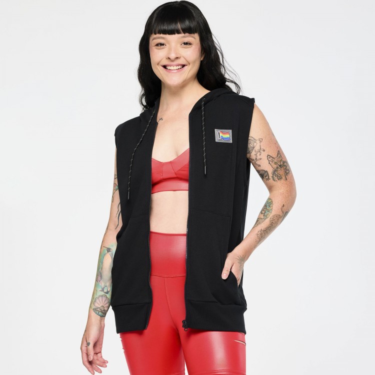 Zumba Mens Sleeveless Zip Up Hoodie