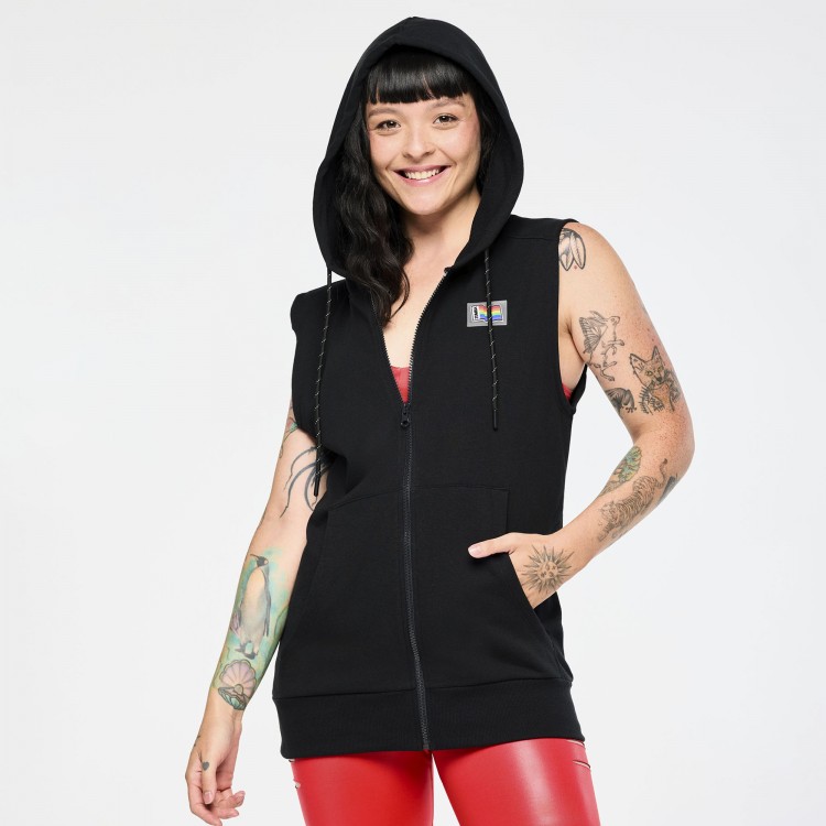 Zumba Mens Sleeveless Zip Up Hoodie