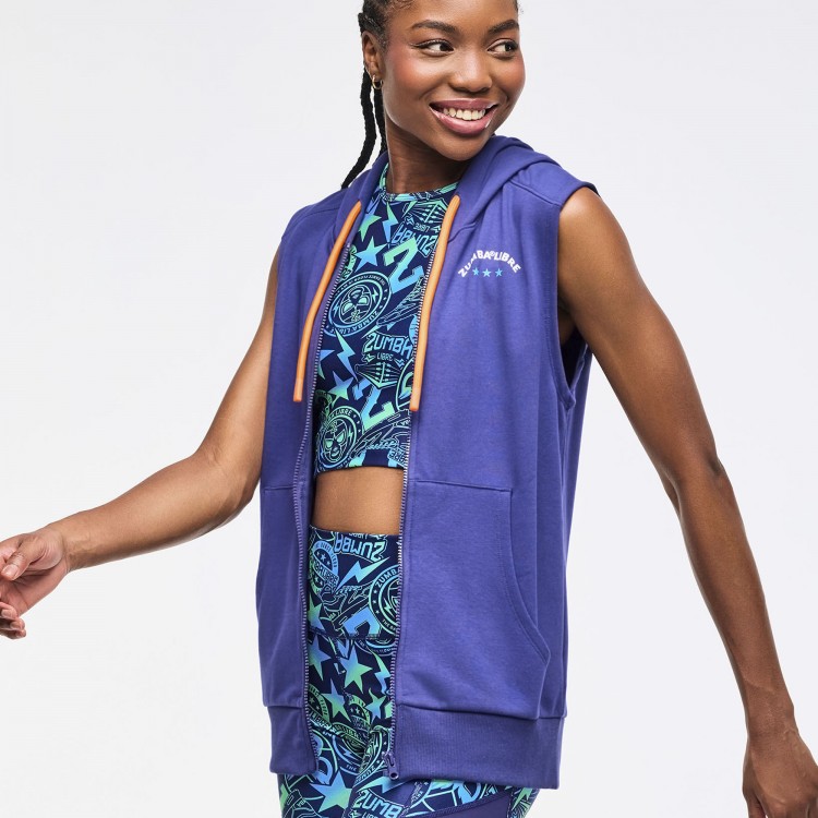 Zumba Libre Mens Sleeveless Zip-Up Hoodie