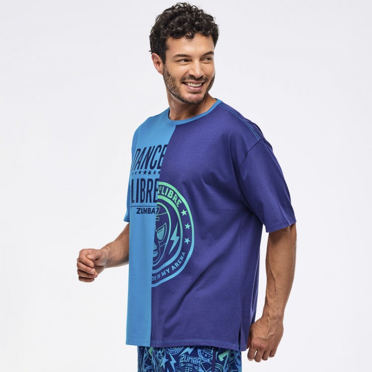 Zumba Libre Mens Oversized Two-Tone Crew Neck Tee