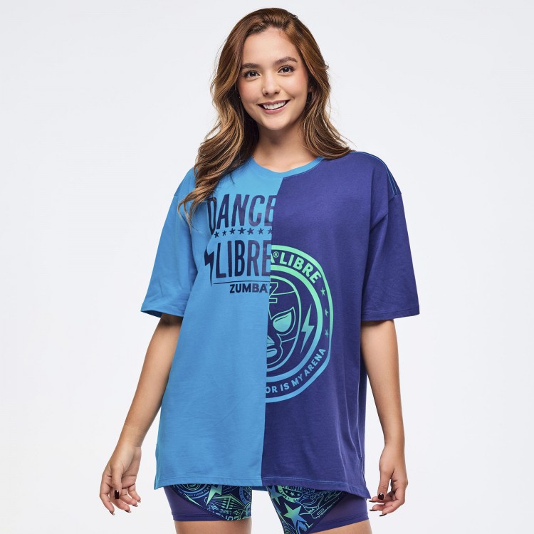 Zumba Libre Mens Oversized Two-Tone Crew Neck Tee