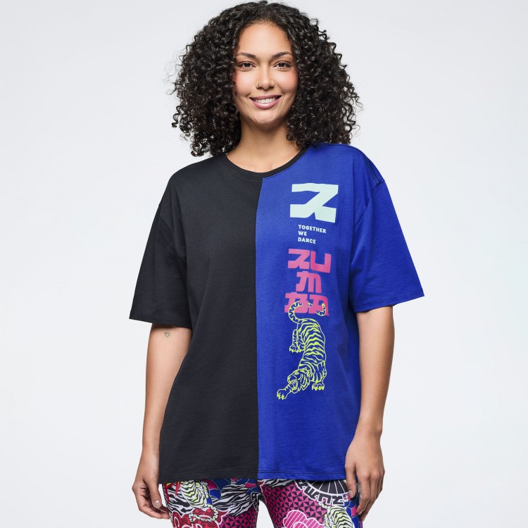 Eastern Flavor Mens Oversized Two-Tone Crew Neck Tee