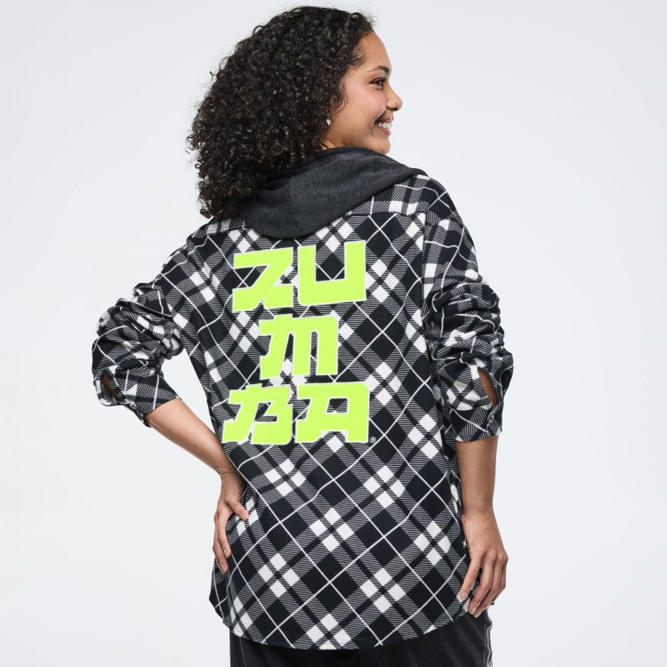Eastern Flavor Flannel Shacket With Hood