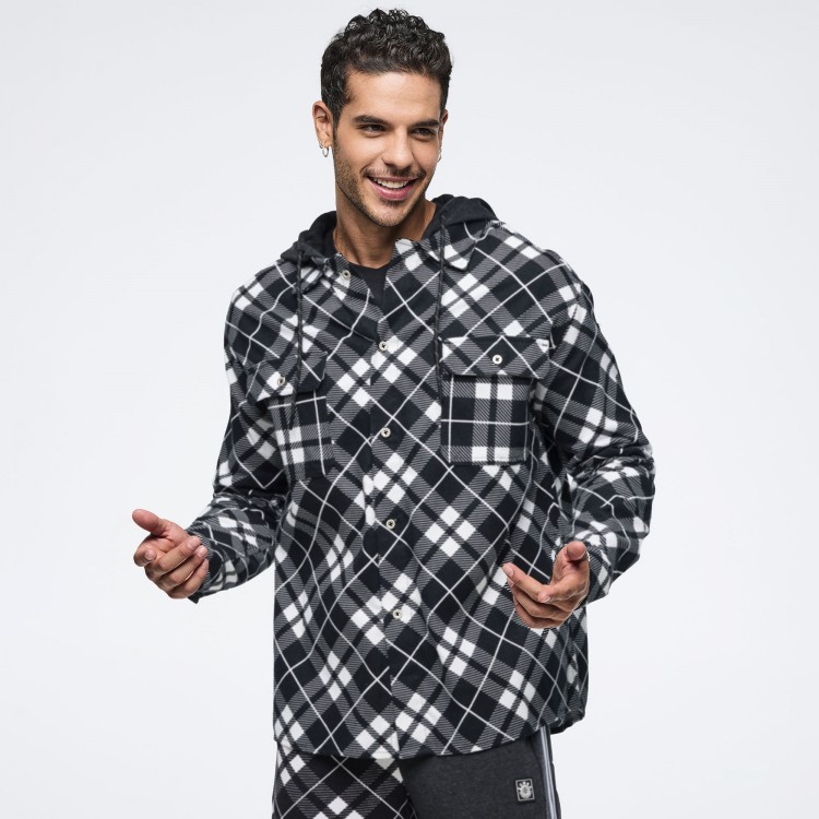 Eastern Flavor Flannel Shacket With Hood